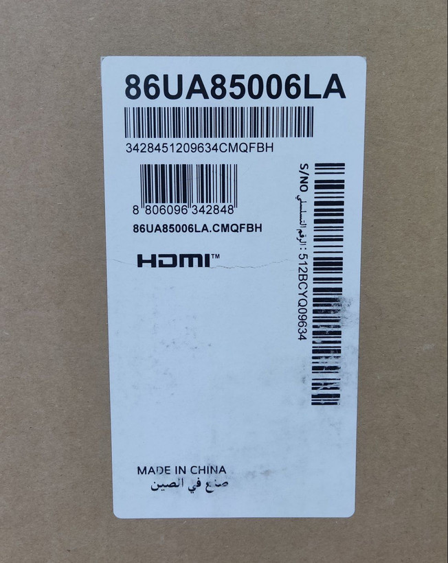 برچسب تلویزیون ال جی 86UA8500