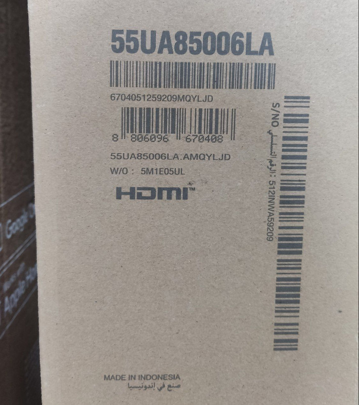 برچسب تلویزیون ال جی 55UA8500 اندونزی
